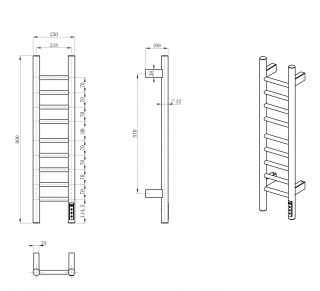 Полотенцесушитель электрический Wonzon & Woghand Bonn WW-AL4092-CR 25x80 см хром